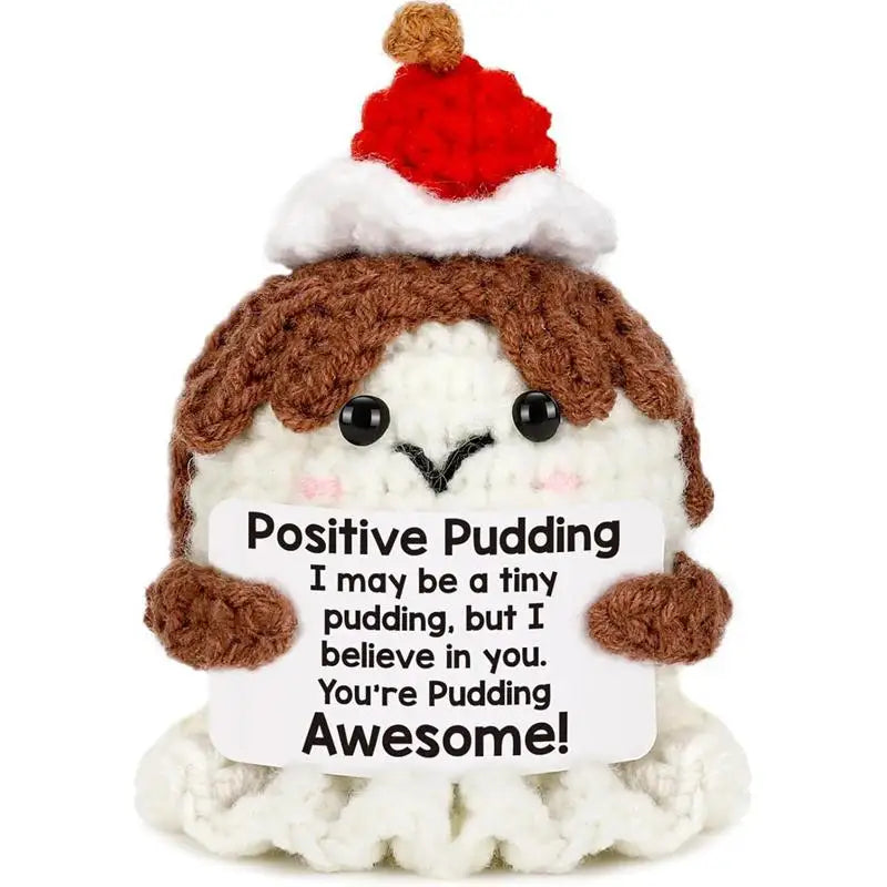 Creative Funny Handmade Crochet Emotional Support Dolls with Positive Energy Card