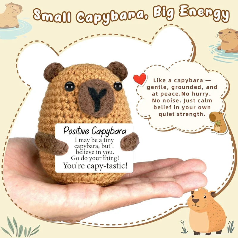 Creative Funny Handmade Crochet Emotional Support Dolls with Positive Energy Card