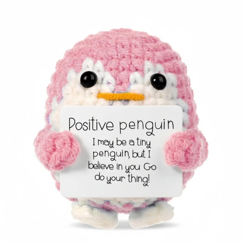 Creative Funny Handmade Crochet Emotional Support Dolls with Positive Energy Card