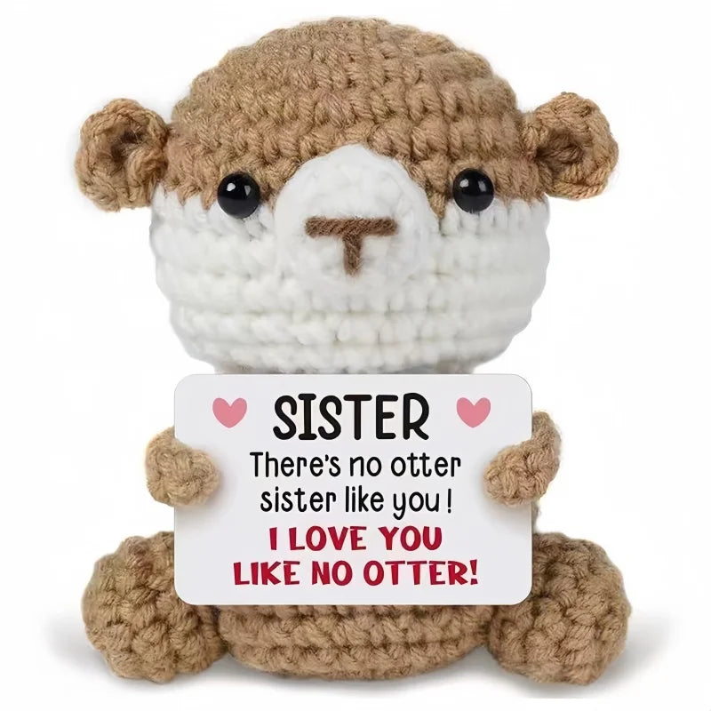 Creative Funny Handmade Crochet Emotional Support Dolls with Positive Energy Card