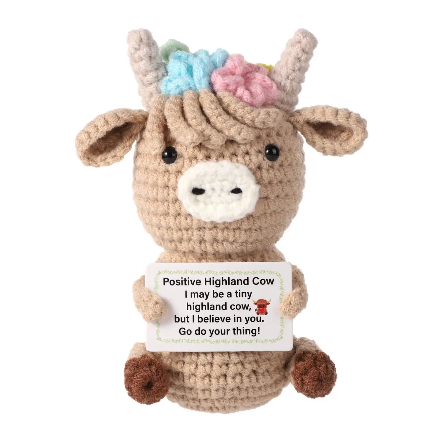 Creative Funny Handmade Crochet Emotional Support Dolls with Positive Energy Card