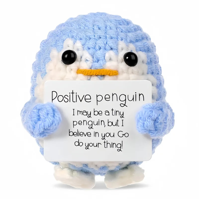 Creative Funny Handmade Crochet Emotional Support Dolls with Positive Energy Card