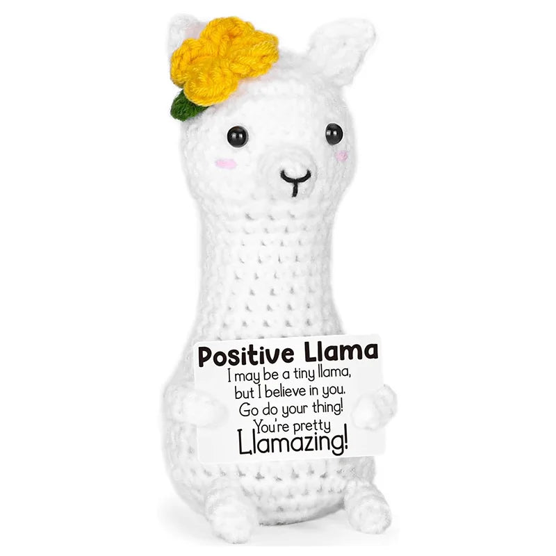 Creative Funny Handmade Crochet Emotional Support Dolls with Positive Energy Card