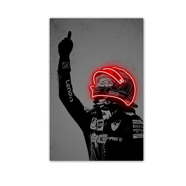 Racing Driver Poster Neon Helmet