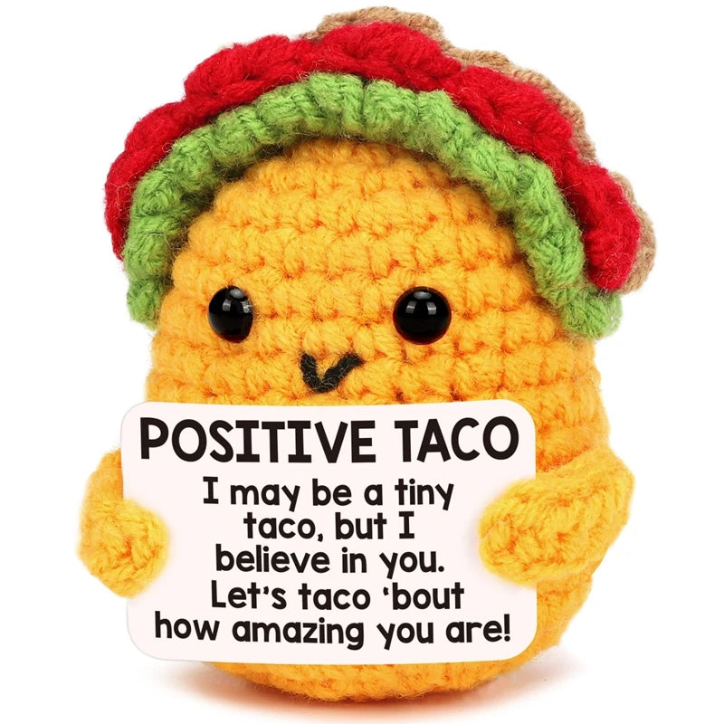 Creative Funny Handmade Crochet Emotional Support Dolls with Positive Energy Card