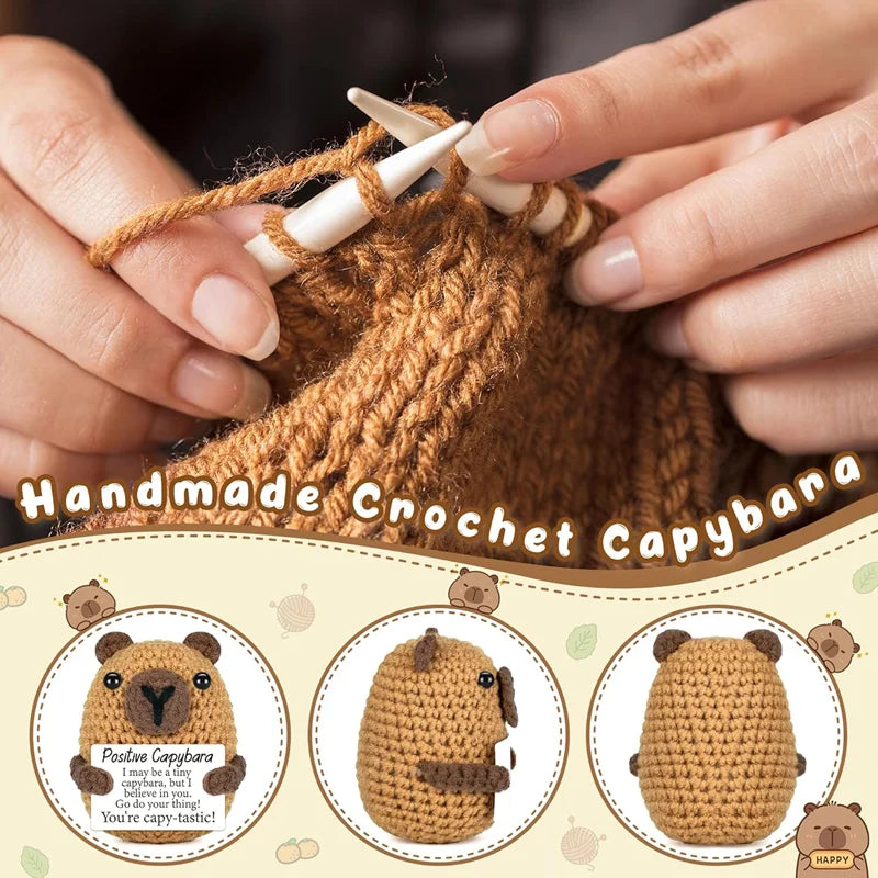 Creative Funny Handmade Crochet Emotional Support Dolls with Positive Energy Card