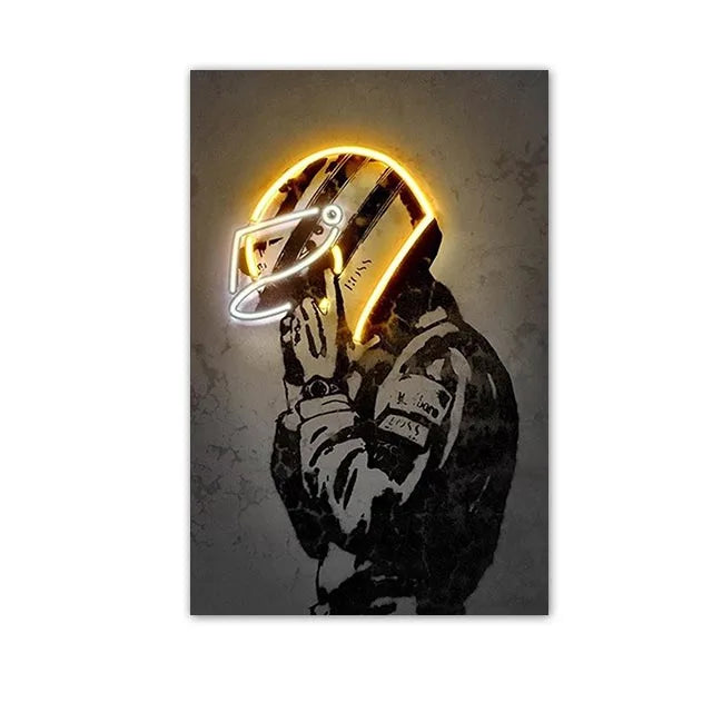 Racing Driver Poster Neon Helmet
