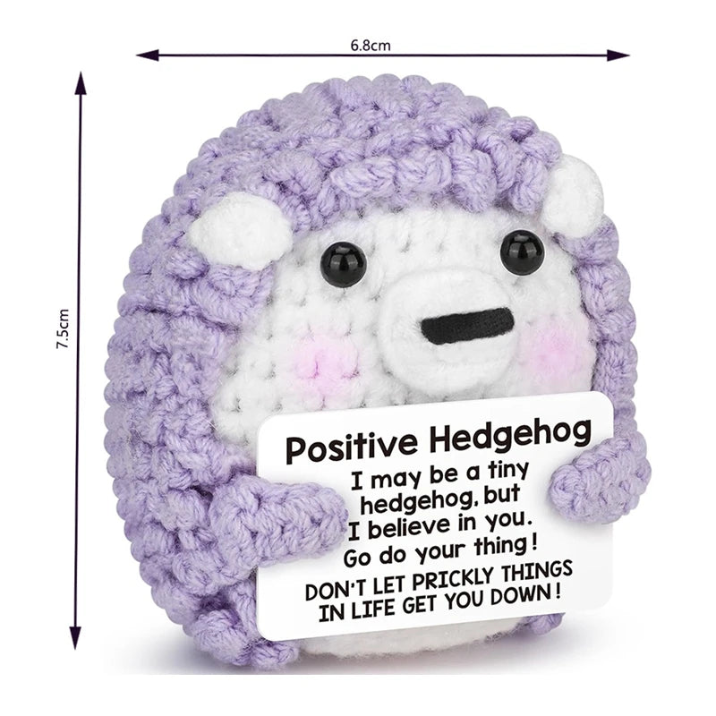 Creative Funny Handmade Crochet Emotional Support Dolls with Positive Energy Card