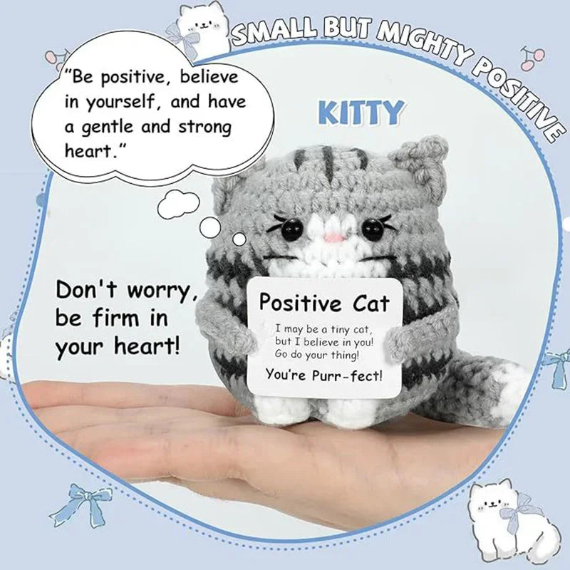 Creative Funny Handmade Crochet Emotional Support Dolls with Positive Energy Card