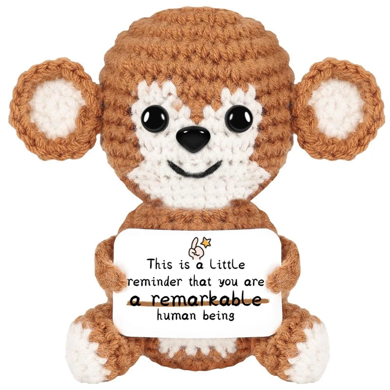 Creative Funny Handmade Crochet Emotional Support Dolls with Positive Energy Card