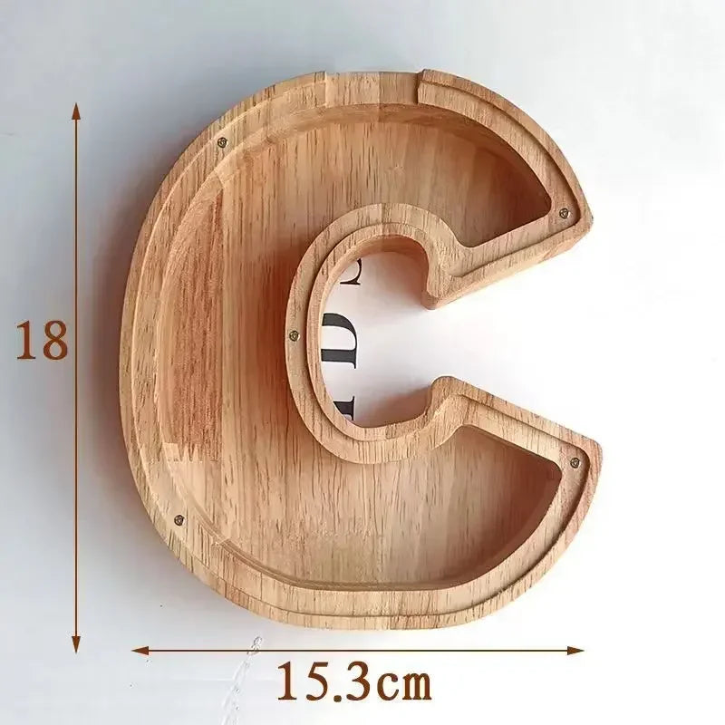 Wooden English Letters Piggy Bank