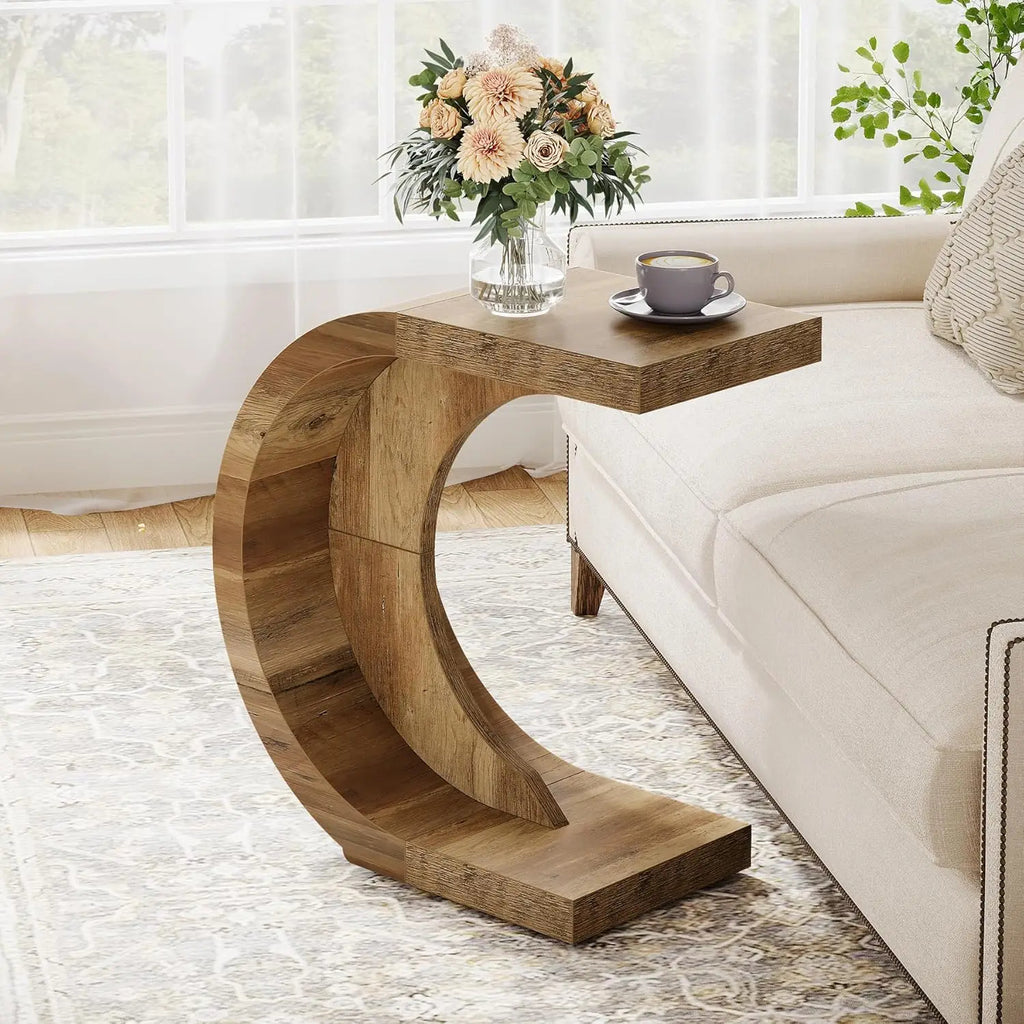 C-Shaped End Wooden Table
