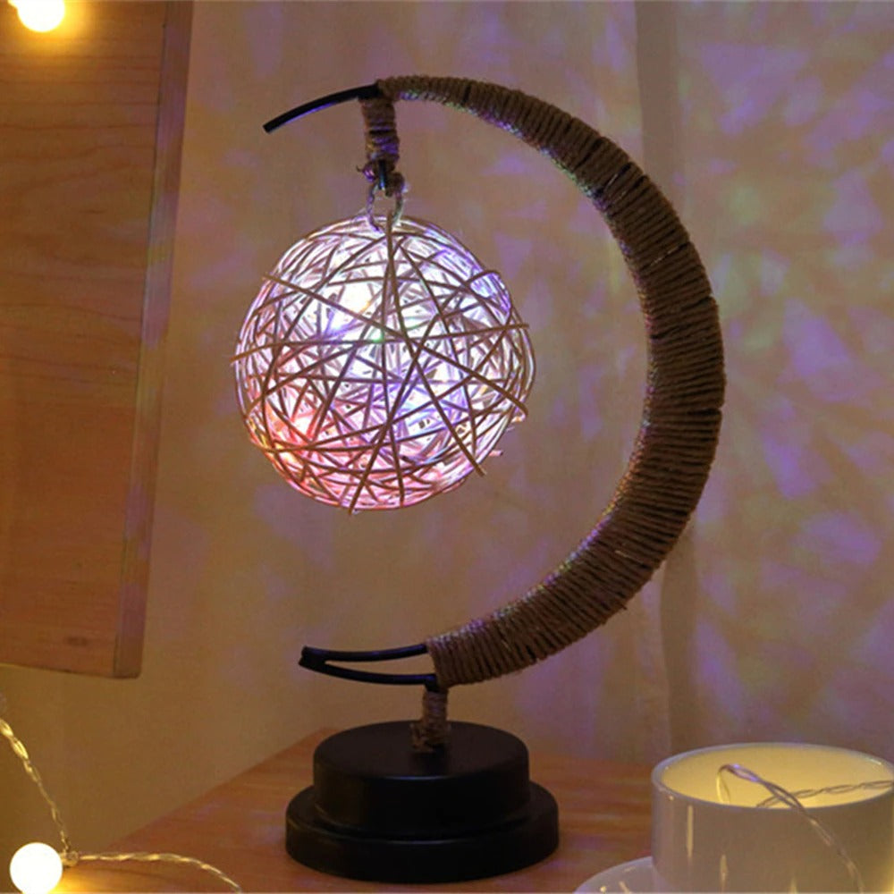 Rattan Moon Lamp