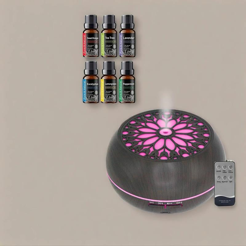 550Ml Smart Diffuser with 6 Oils App Remote, Custom Timer & RGB Lighting for Modern Home Decor Air Purifier Essential Oil Aroma Diffuser D Is Ff User Aroma Diffuser Humidifier Aromatherapy Oil Wood Grain Design round Household
