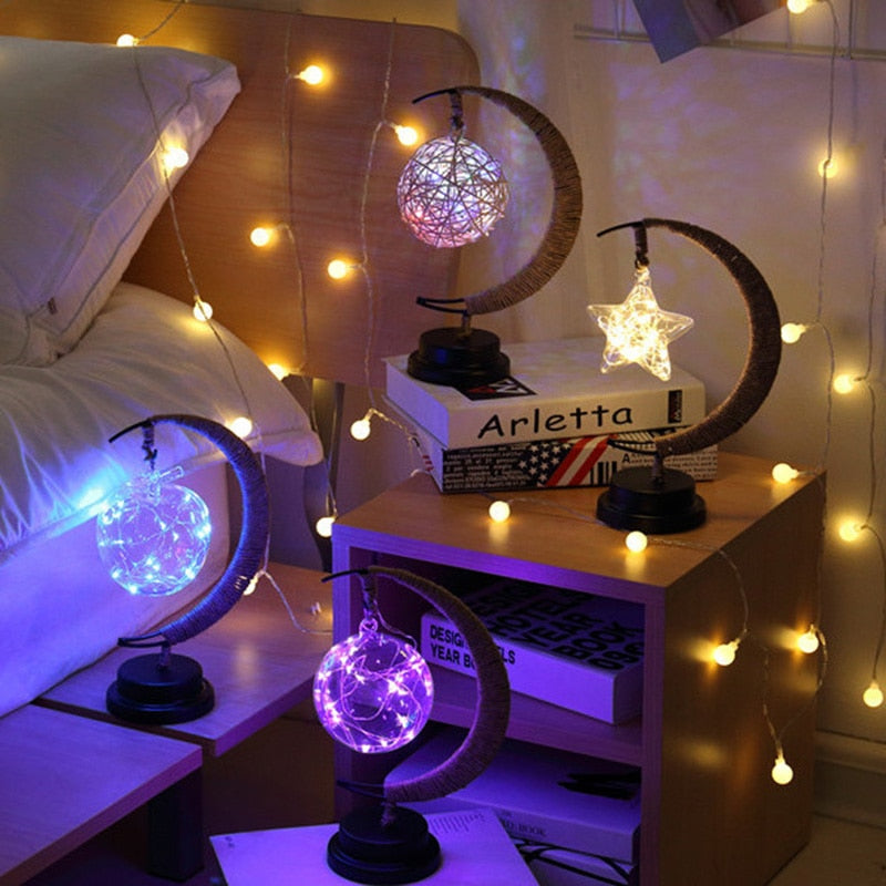 Rattan Moon Lamp