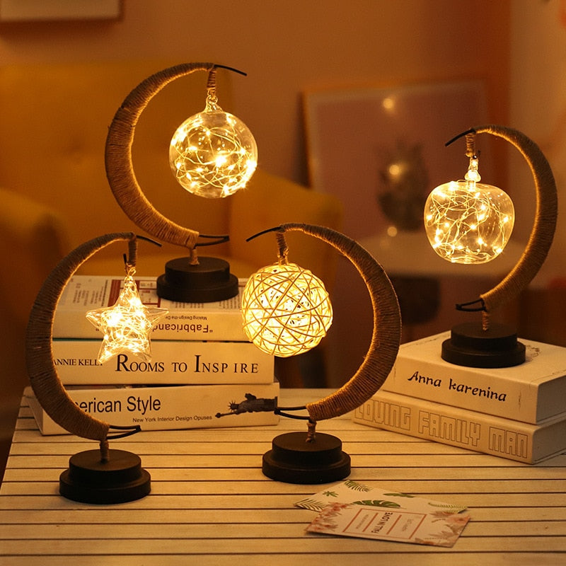 Rattan Moon Lamp
