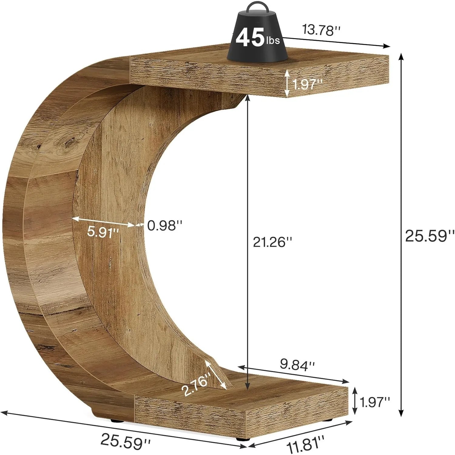 C-Shaped End Wooden Table